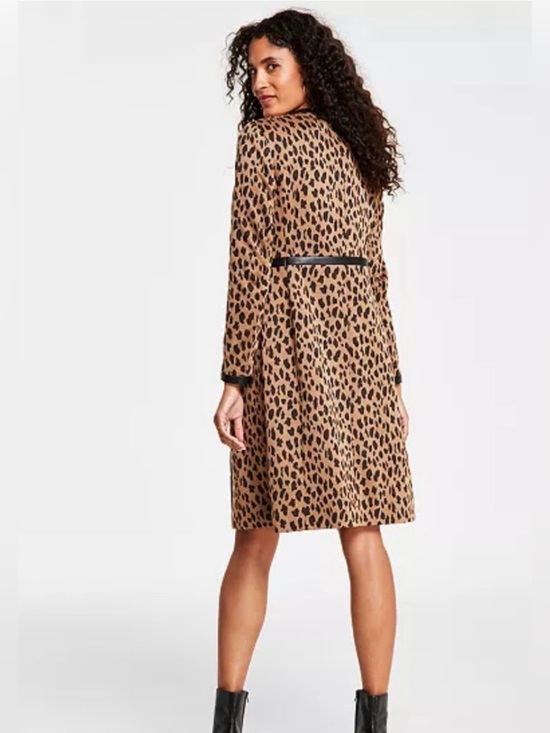 Kasper Jackets & Blazers - Kasper Leopard Print Jacquard Long-Sleeve Jacket - Tan/Black